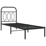 vidaXL Cadre de lit métal avec tête de lit noir 75x190 cm