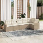 vidaXL Salon de jardin avec coussins 6 Pièces beige résine tressée