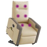 vidaXL Fauteuil inclinable de massage électrique Crème Tissu