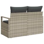 vidaXL Sofa de jardin 2 places avec rangement et des coussins gris en poly rattan