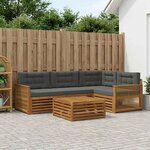 vidaXL Ensemble de canapés d'extérieur 5 Pièces Naturel et Anthracite