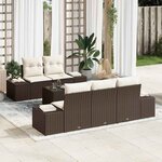 vidaXL Ensemble de canapé de jardin avec coussin 6 Pièces Marron et Crème