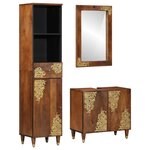 Ensemble de Meubles de Salle de Bain vidaXL 3 Pièces en Bois de Manguier Massif