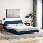 vidaXL Cadre de lit avec tête de lit sans matelas bleu 160x200cm tissu