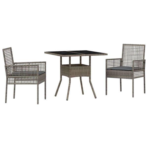 vidaXL Ensemble de salle à manger pour jardin 3 Pièces Gris Poly rotin