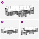 vidaXL Ensemble de canapé de jardin 7 Pièces Noir et Gris foncé polyrotin