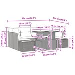 vidaXL Ensemble de salle à manger de jardin 7 pièces avec coussins noir poly rotin acacia