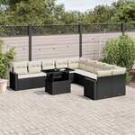 vidaXL Salon de jardin 11 Pièces avec coussins noir résine tressée