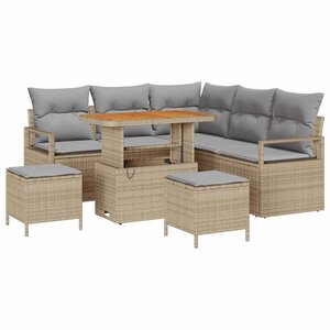 vidaXL Ensemble de canapé de jardin 8 Pièces Beige et Gris clair