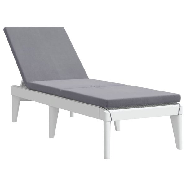 vidaXL Chaise longue avec coussin blanc 186x60x29 cm PP