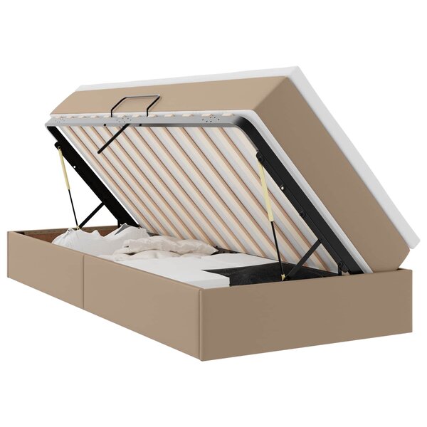 vidaXL Lit avec rangement et matelas Cappuccino 100 x 200 cm