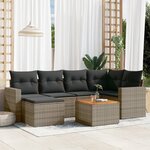 vidaXL Salon de jardin avec coussins 7 Pièces gris résine tressée