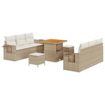 vidaXL Ensemble de canapé de jardin 9 Pièces Beige polyrotin