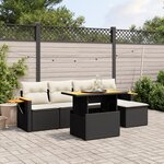 vidaXL Salon de jardin 6 Pièces avec coussins noir résine tressée