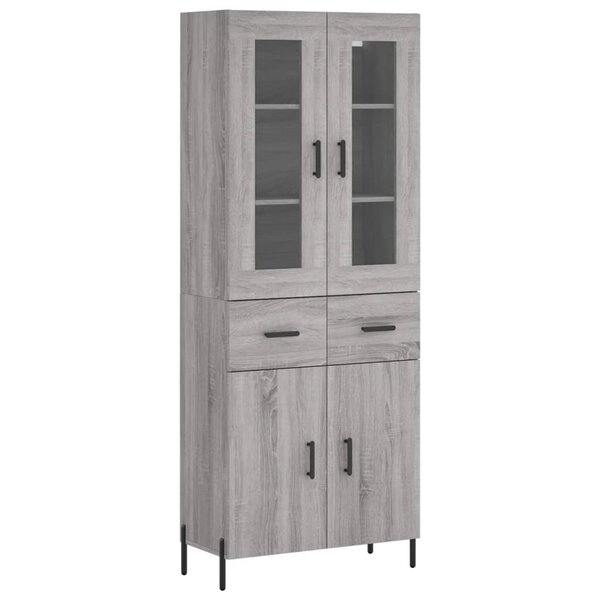 vidaXL Buffet haut Sonoma gris 69 5x34x180 cm Bois d'ingénierie
