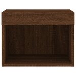 vidaXL Table de chevet murale avec lumières LED chêne marron