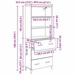 vidaXL Haut Armoire Chêne noir 69 5 x 34 x 180 cm Bois d'ingénierie