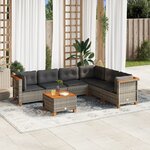 vidaXL Salon de jardin avec coussins 7 Pièces gris résine tressée