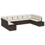 vidaXL Set de canapé de 10 pièces avec coussins en poly rattan marron
