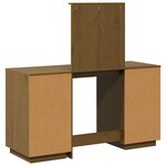 vidaXL Ensemble de coiffeuse et miroir Marron miel Bois de pin solide