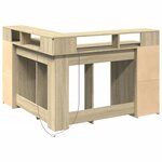 Bureau table poste de travail meuble d'ordinateur informatique étude avec lumières LED chêne sonoma bois d'ingénierie brun 02_0023424