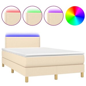 vidaXL Sommier à lattes de lit avec matelas LED Crème 120x200 cm Tissu