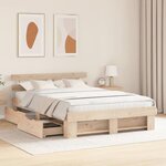 vidaXL Cadre de lit avec tiroir Marron 150 x 200 cm Bois massif en pin