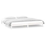 vidaXL Cadre de lit à LED sans matelas blanc 140x200 cm bois massif