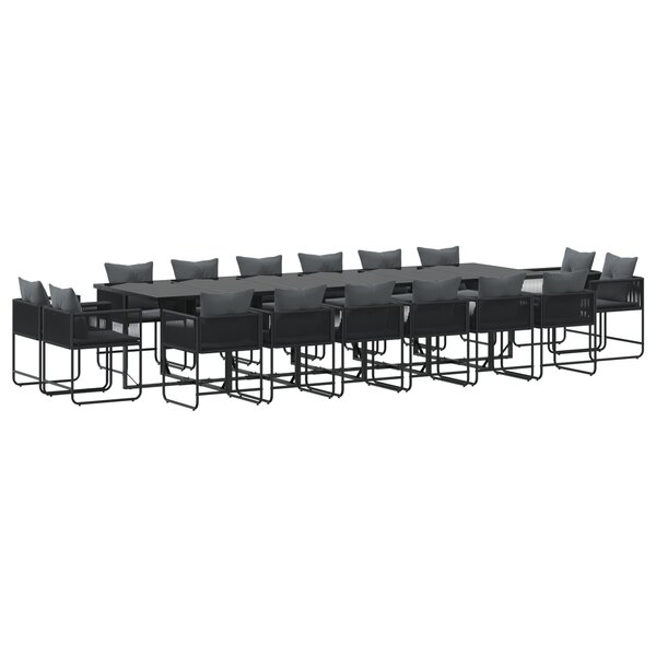 vidaXL Ensemble de salle à manger de jardin de 22 pièces avec coussins en acier et rotin synthétique