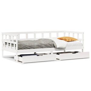 vidaXL Lit de jour et tiroirs sans matelas blanc 90x200 cm bois massif