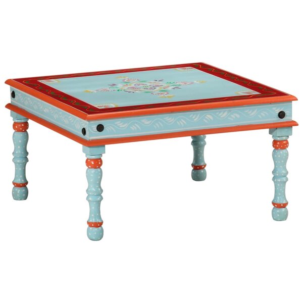 vidaXL Table basse bleu bois de manguier massif peint à la main