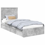 vidaXL Lit de Rangement Gris béton 75 x 190 cm Bois d'ingénierie
