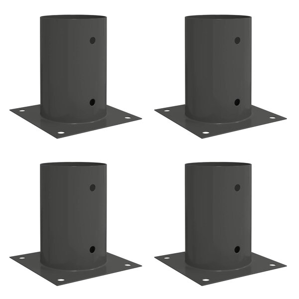 vidaXL Ancre ronde au sol 4 Pièces Anthracite 15 x 15 x 15 cm métal