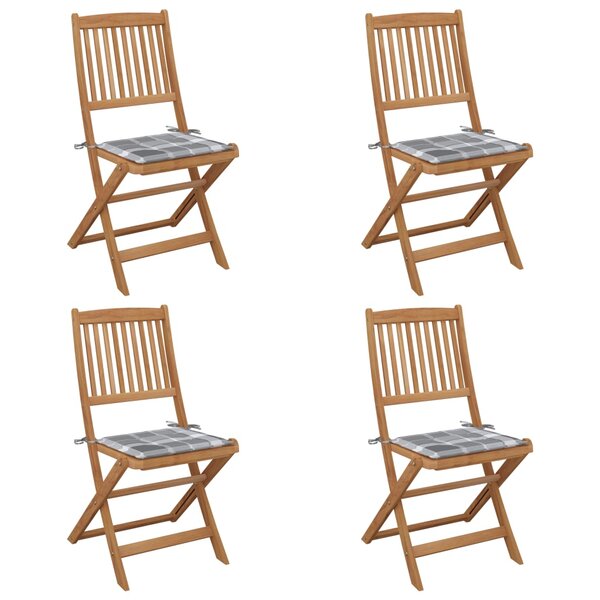 vidaXL Chaises pliables de jardin lot de 4 avec coussins Bois d'acacia