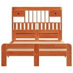 vidaXL Lit bibliothèque sans matelas cire marron 135x190 cm pin massif