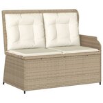 vidaXL Salon de jardin avec coussins 3 Pièces beige résine tressée