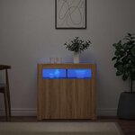 vidaXL Buffet avec lumières LED chêne sonoma 80x35x75 cm