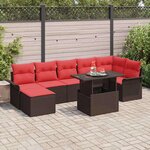 vidaXL Ensemble de canapé de jardin 8 Pièces Marron Poly Rattan