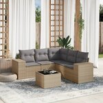vidaXL Salon de jardin avec coussins 6 Pièces beige résine tressée