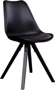 2 chaises de table à manger en cuir noir à pieds noirs