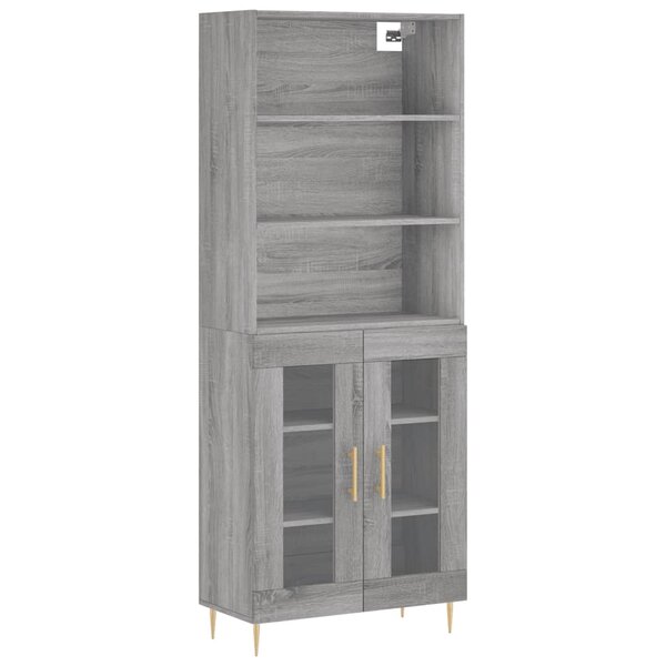 vidaXL Buffet haut Sonoma gris 69 5x34x180 cm Bois d'ingénierie