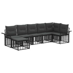 vidaXL Ensemble de canapés d'extérieur 7 Pièces Noir et Gris foncé