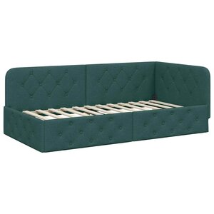 vidaXL Cadre de lit d'angle Vert foncé 90 x 190 cm tissu