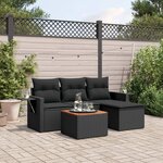 vidaXL Salon de jardin 5 Pièces avec coussins noir résine tressée