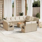 vidaXL Salon de jardin avec coussins 13 Pièces beige résine tressée