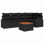 vidaXL Ensemble de canapé de jardin 6 Pièces Noir Poly rotin