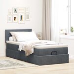 vidaXL Cadre de lit ottoman avec matelas gris foncé 100x200 cm velours