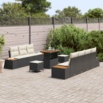 vidaXL Ensemble de canapé de jardin avec coussin 10 Pièces Noir et Crème