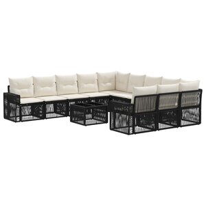 vidaXL Ensemble de canapé de jardin 12 Pièces Noir et blanc crème