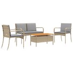 vidaXL Ensemble de jardin Beige polyrotin